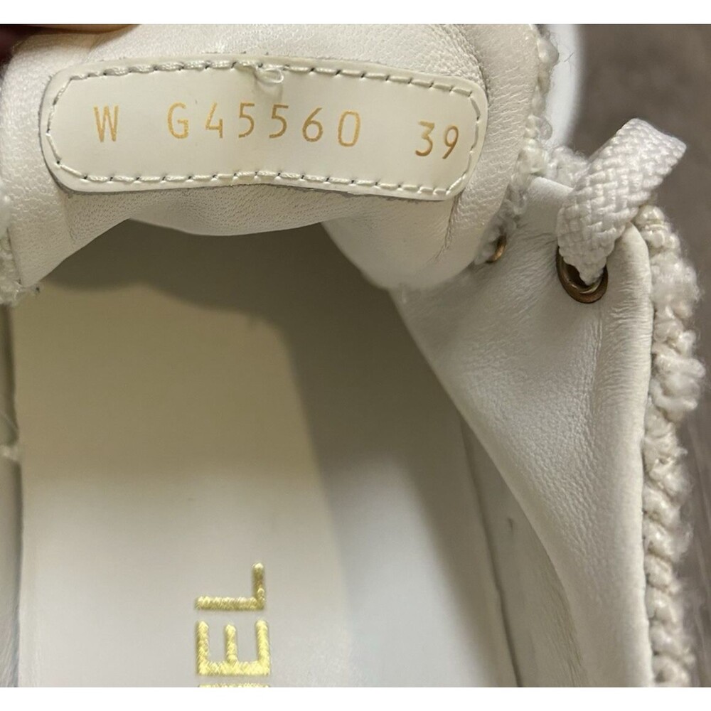 Chanel 24P Tweed Low Top Sneakers Shoes White Gold Eyelets Women's Size 39 - Picture 13 of 13